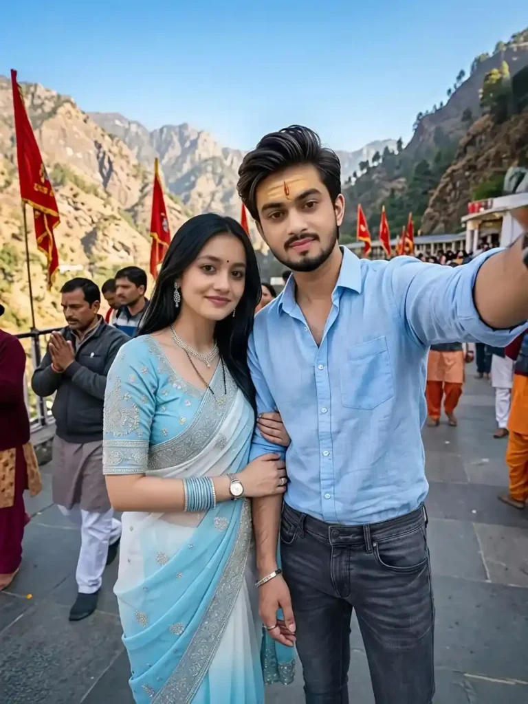 Vaishno Devi Couple Photo Editing Prompt